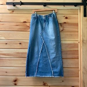 Women Long Denim Hydraulic Skirt